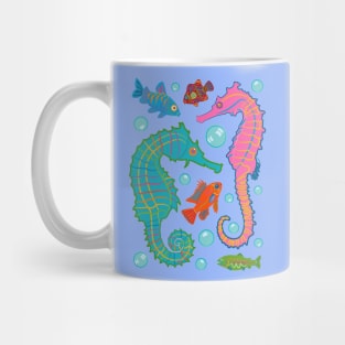 Seahorses and Fish Swimming in an Ocean of Bubbles Mug